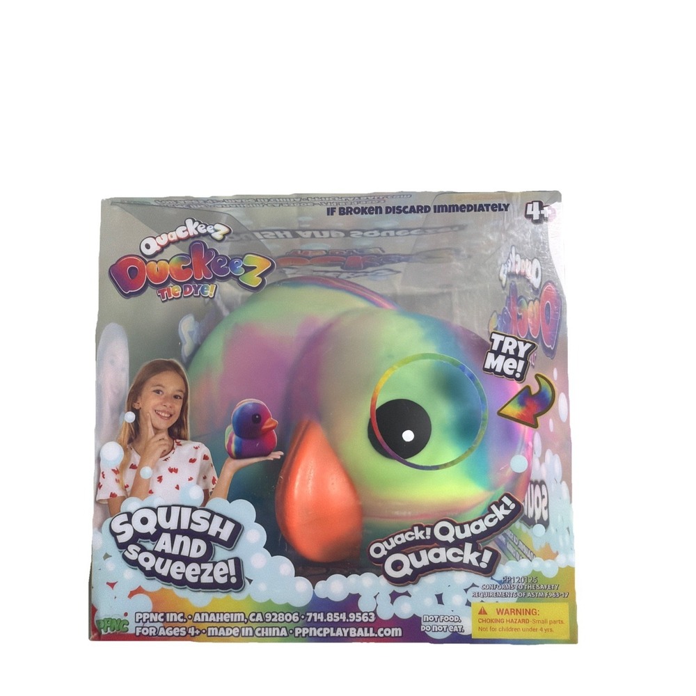Quackeez Jumbo Squeezy Ducks – Tie Dye Squishy Stress Relief Toy – NEW
